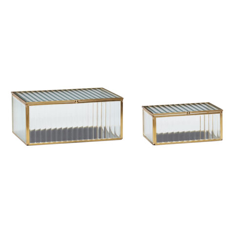Ripple Glass Boxes Brass (set of 2)