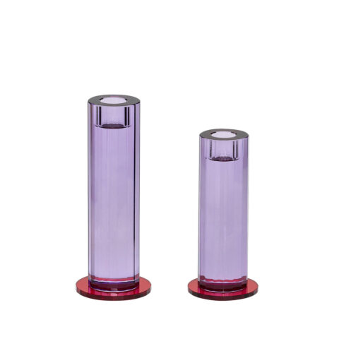 Cut Candleholders Purple (set of 2)