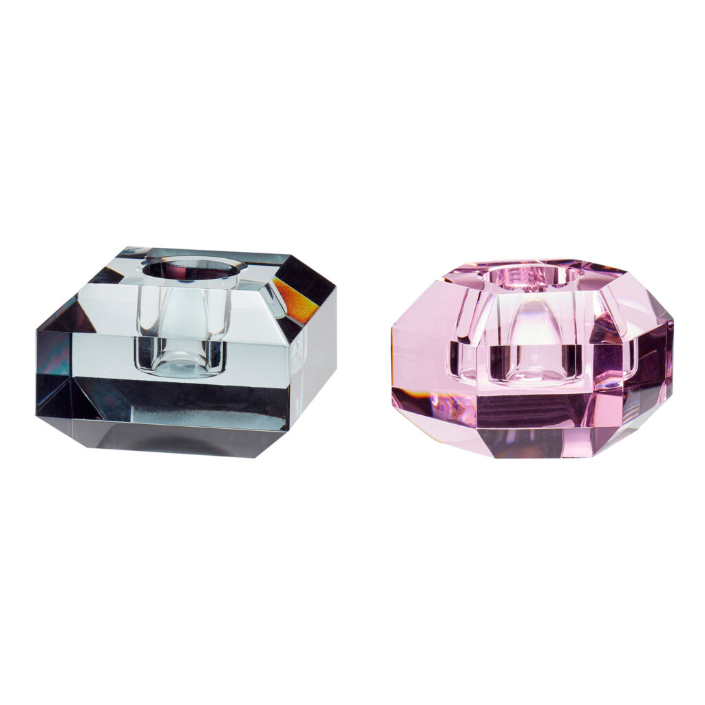 Gem Candleholder Pink/Grey (set of 2) - Hübsch