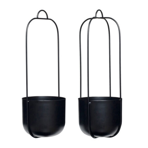 Lotus Hanging Pots Black (set of 2)
